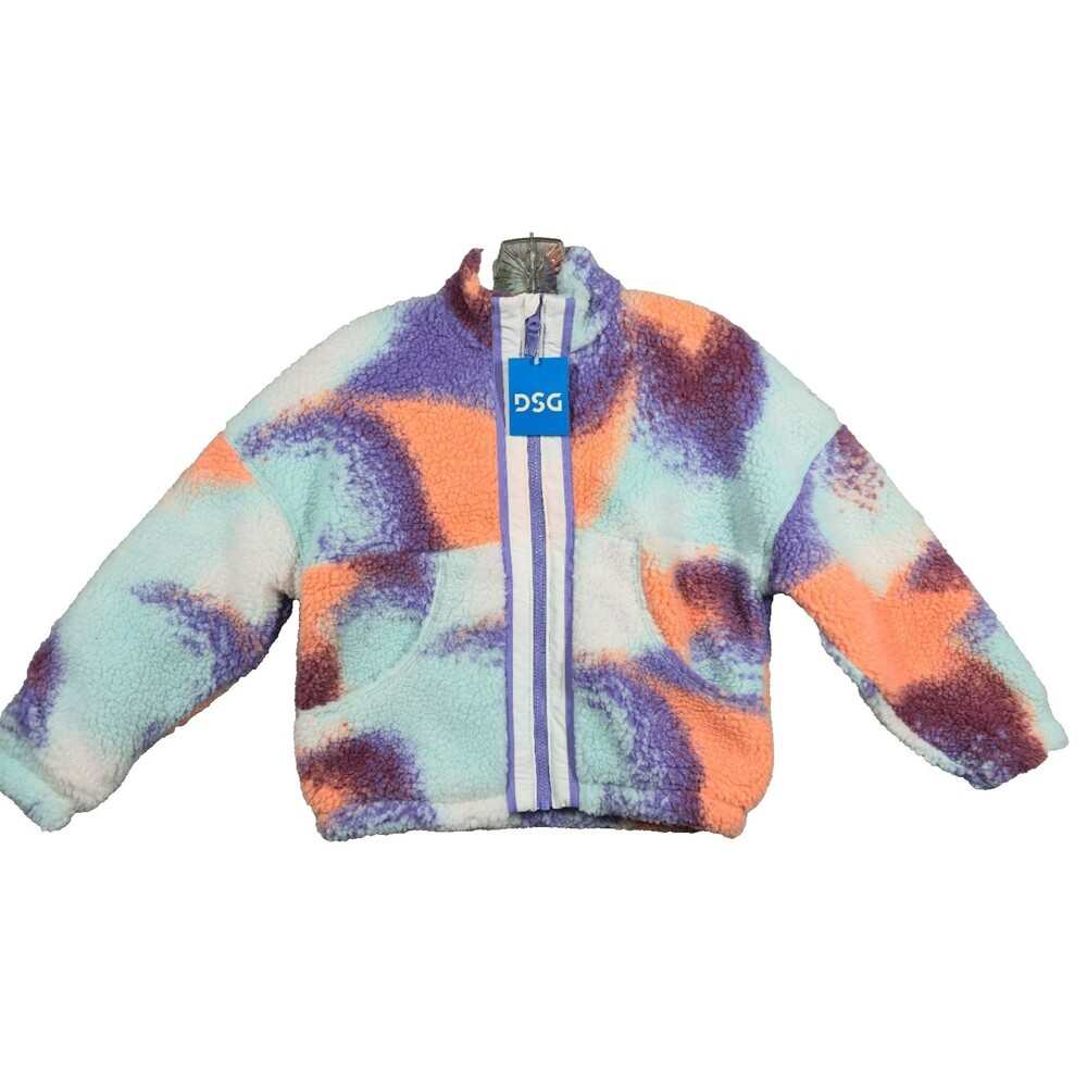 DSG Girls' Cozy Fleece Ice Cave multicolor Full Zip Jacket NWT Size Small 8 - 9